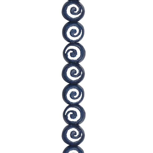 12 Packs: 19 ct. (228 total) Blue &#x26; White Swirl Clay Rondelle Beads by Bead Landing&#xAE;